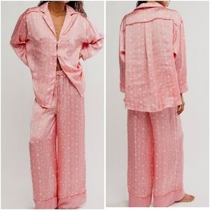 Free People Dreamy Days Pajama Set/Coral Combo